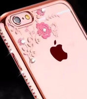 Glitter Diamond Frame Case Cover For iphone XS, MAX Soft clear Transparent Rhinestone flower pattern