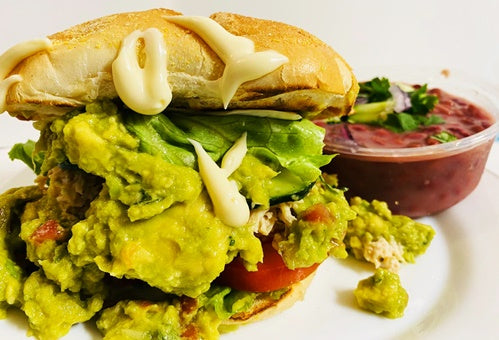 Avocado Chicken sandwich & side chili beans