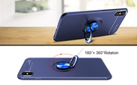 iPhone XS 5.8 inch (Blue) Case, [Ring Series] Slim Thin 360 Degree Rotating Ring Kickstand with Magnetic Shockproof Protective Phone Case Cover