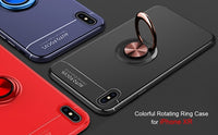 iPhone XR Case, [Ring Series] Slim Thin 360 Degree Rotating Ring Kickstand with Magnetic Shockproof Protective Phone Case Cover
