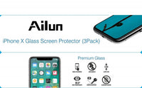 Apple iPhone Xs and iPhone X Screen Protector [3 Pack][5.8inch Display] Tempered Glass,2.5D Edge Advanced HD Clarity Work Most Case