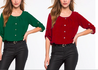 Elegant Ladies Formal Office Blouse O Neck Shirt