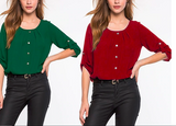 Elegant Ladies Formal Office Blouse O Neck Shirt