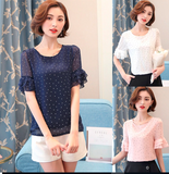 Tops  Chiffon Dot Print Thin Shirt Blouse