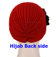 Fashion flower hijab caps Red