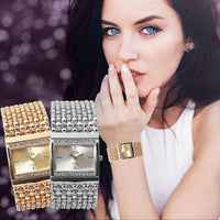 Gorgeous Women's Watches Stainless Steel Quartz Watch Rhinestone Crystal Analog Wrist Watch