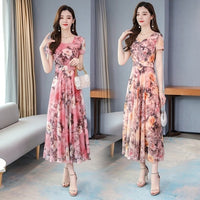 Ice Silk Long Flower Elegant Dress
