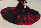 A Chiffon Flower Print Long Dress