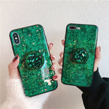 Green emerald marble pattern diamond extension bracket shiny silicone cover case for iphone MAX XS