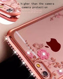 Glitter Diamond Frame Case Cover For iphone XS, MAX Soft clear Transparent Rhinestone flower pattern