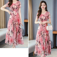Ice Silk Long Flower Elegant Dress