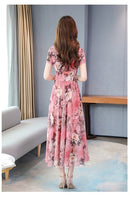 Ice Silk Long Flower Elegant Dress