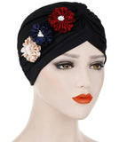 Fashion flower hijab caps Black