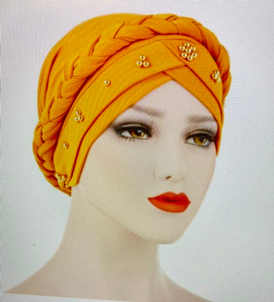Soft Headscarf Muslim hijab cap Yellow Gold plus