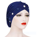 Beautiful Braid Beads Décor Hijab Navy Blue
