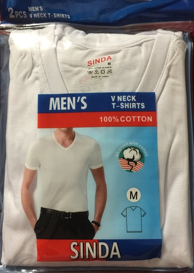 Men's 100% Cotton Adult T-Shirt, V-Neck 2-Pack