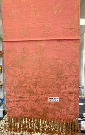 Classic Paisley Pashmina Scarf Peach color Shawl