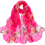 Pink color Floral Printed Scarves Elegant Ladies Casual Long Soft Wrap Scarf.