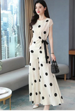 Chiffon Wide Leg Pants Skirt Suit Polka Dot