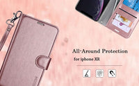 iPhone XR Case, ERAGLOW Luxury PU Leather Wallet Flip Protective Phone Case Cover with Card Slots and kicktand for iPhone XR 6.1"