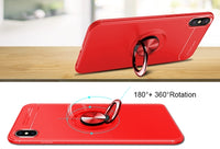 iPhone XS 5.8 inch (Red) Case, [Ring Series] Slim Thin 360 Degree Rotating Ring Kickstand with Magnetic Shockproof Protective Phone Case Cover
