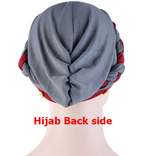 Beautiful Braid Beads Décor Hijab Navy Blue
