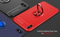 iPhone XS 5.8 inch (Red) Case, [Ring Series] Slim Thin 360 Degree Rotating Ring Kickstand with Magnetic Shockproof Protective Phone Case Cover