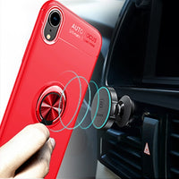 iPhone XS 5.8 inch (Red) Case, [Ring Series] Slim Thin 360 Degree Rotating Ring Kickstand with Magnetic Shockproof Protective Phone Case Cover