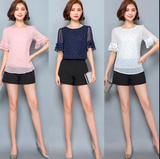 Tops  Chiffon Dot Print Thin Shirt Blouse